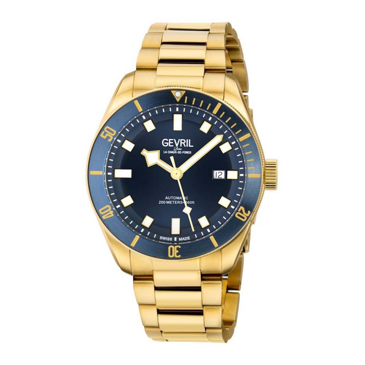 Gevril Men&apos;s Yorkville Automatic Gold Bracelet Blue 48602 Heren Horloge Top Merken Winkel